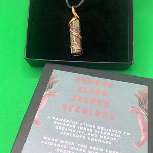 Dragon Blood Jasper Copper Wire Wrapped Necklace, Handcrafted Gemstone Pendant